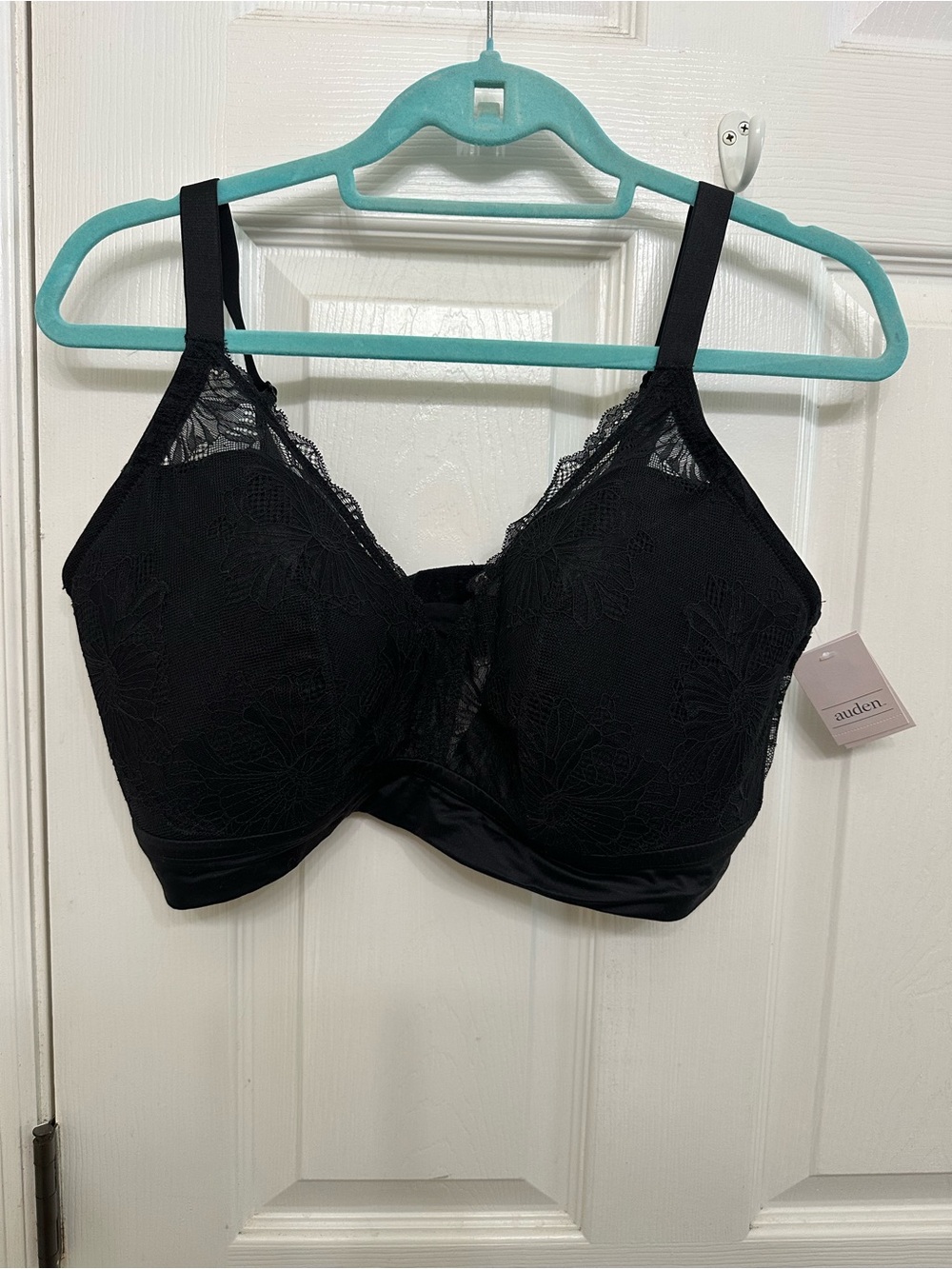 Auden plus size Black Lace-Detail Wireless Bralette size 2x NWT